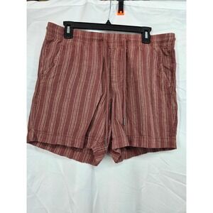 Aeropostale Women Linen Blend Striped Shorts Mauve Pink Drawstring Casual Size M
